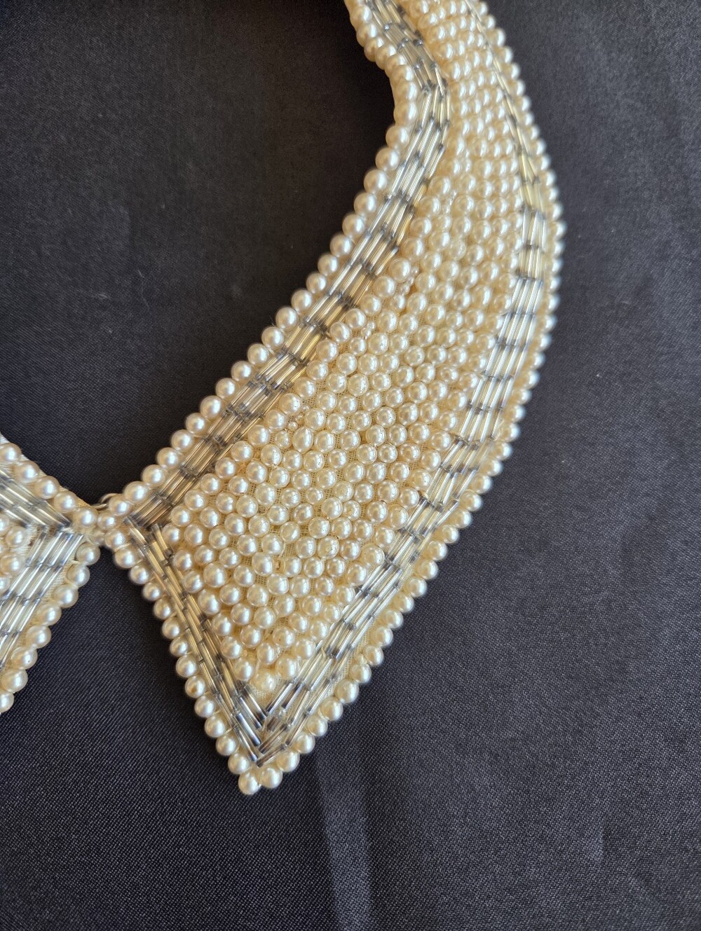 Vintage Faux Pearl Beaded Decorative Dress Shirt Collar - Picture 3 of 11